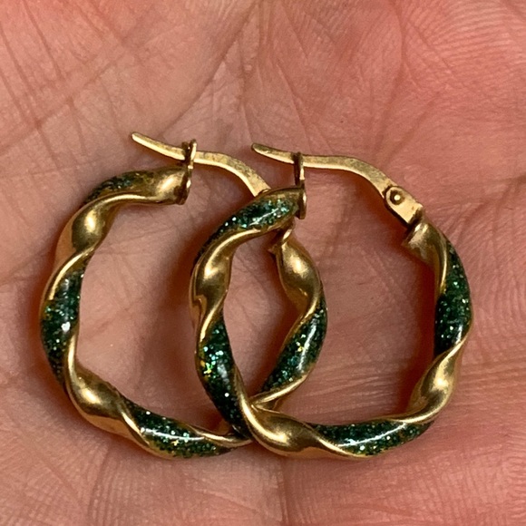 14K Vintage Yellow Gold Hoops 💚 - Picture 1 of 11